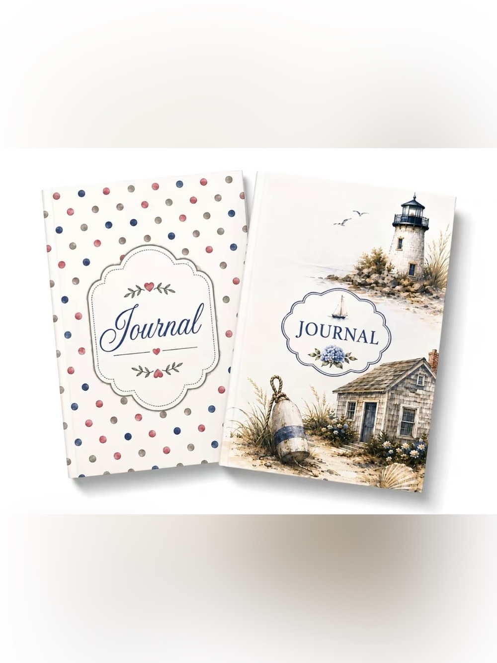 Classic Polka Dot Coastal Journal Set - White, Blue, Pink